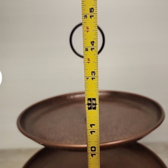 2 Tier Hammered Copper Kitchen Round Party Serving Stand - Picture 5 of 7
